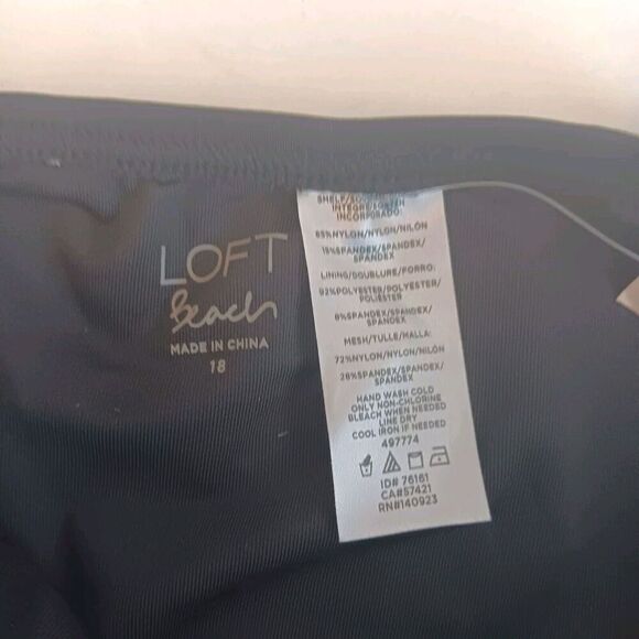 NWT Loft Beach Size 18 Black One-Piece Bathing Suit W/Waist Tie Detail - Picture 3 of 6